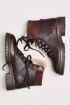 Barbour Bamburgh Brown Leather Hiker Boots In Animal Print