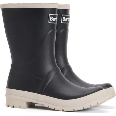 Barbour Banbury Waterproof Rain Boot In Black/white Pepper