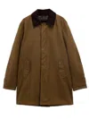 Barbour Corduroy-collar Waxed Jacket In Brown