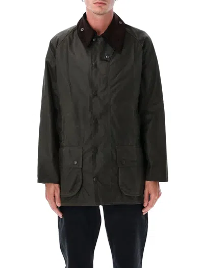 Barbour Thornproof Waxed Cotton Heritage Jacket For Men With Corduroy Collar In Archive Olive