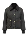 Barbour Black Waxed Jacket With Pockets In Black