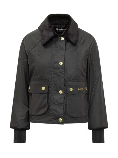 Barbour Black Waxed Jacket With Pockets