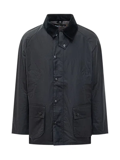 BARBOUR BARBOUR BARBOUR BLACK WAXED JACKET WITH VELVET COLLAR