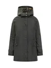 Barbour Black Waxed Parka With Hood In Blue