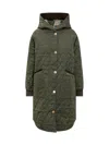 Barbour Green Quilted Down Jacket With Hood In Green