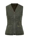 Barbour Green Quilted Vest With Zip In Green
