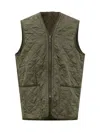 Barbour Green Quilted Vest With Zip Closure In Green