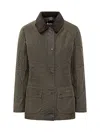 Barbour Green Waxed Jacket With Velvet Collar In Brown