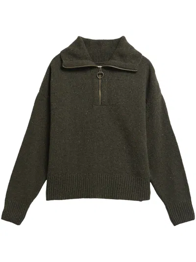 Barbour Lavensdale Quarter-zip Jumper In Green