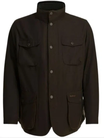 Barbour Olive Waxed Cotton Coat In Multi