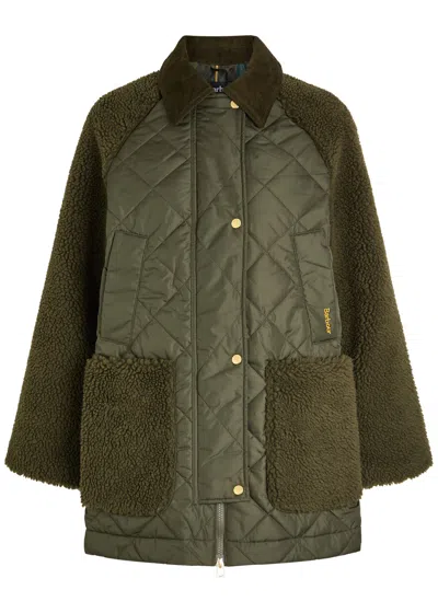 Barbour Barden Quilted Fleece And Shell Jacket In Green