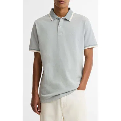 Barbour Barnard Contrast Collar Cotton Piqué Polo In Gray