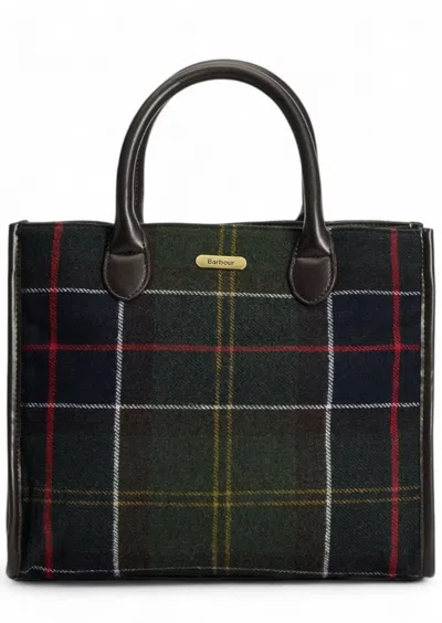 Barbour Barrhill Tartan Tote Bag In Verde