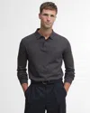Barbour Bassington Mens Long Sleeve Knitted Polo Shirt In Gray