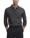 Barbour Bassington Mens Long Sleeve Knitted Polo Shirt In Charcoal