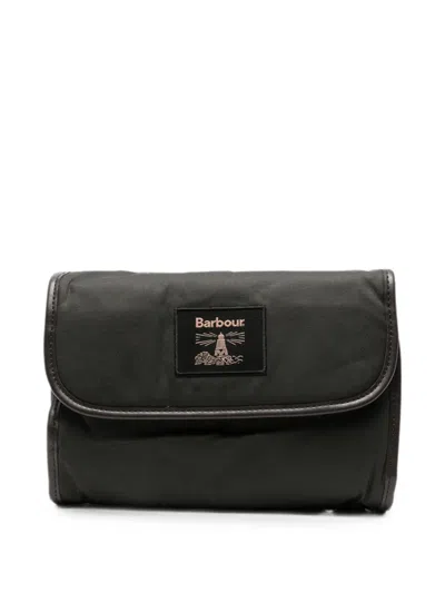 Barbour Beacon Logo-patch Wash Bag In Gray