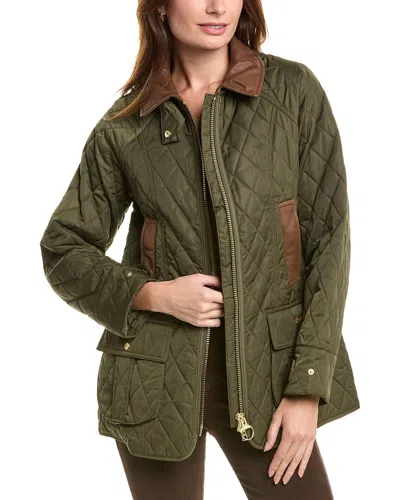 Barbour Beadnel Leather-trim Coat In Green