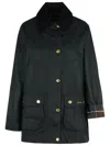 Barbour Waxed Cotton Jacket Corduroy Collar In Black