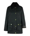 Barbour Waxed Cotton Jacket Corduroy Collar In Black