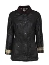 Barbour Dark Green Beadnell Wax Jacket In Green