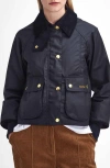 Barbour Beadnell Crop Waxed Cotton Jacket In Black