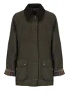 Barbour Corduroy-collar Tartan-cuff Jacket In Green