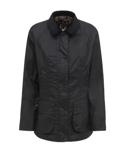 Barbour Beadnell Lightweight Waxed Cotton Jacket In Navy