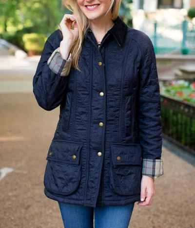 Pre-owned Barbour Beadnell Polarquilt Jacket In Navy Msrp$350 British Classic In Blue