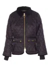 Barbour Quilted Jacket With Long Sleeves And Pockets In Purple