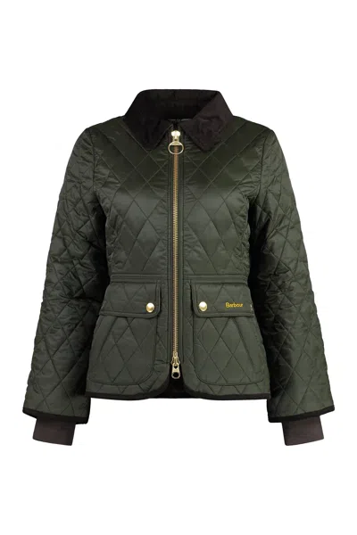Barbour Beadnell Quilted Jacket With Corduroy Collar In Blue