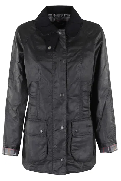 Barbour Beadnell Wax Jacket In Black