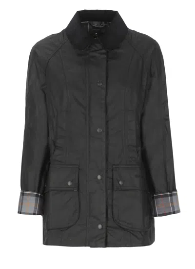 Barbour Beadnell Wax Jacket In Black