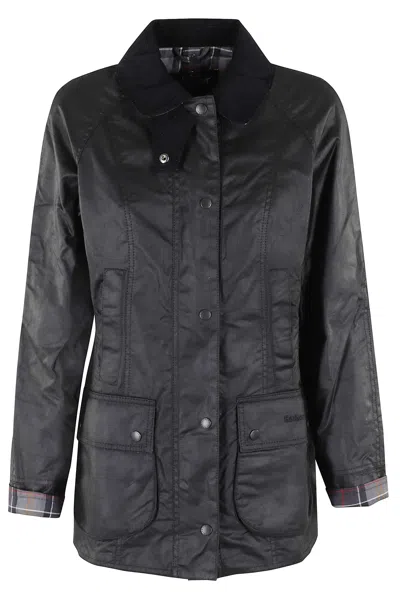 Barbour Beadnell Wax Jacket In Black