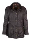 Barbour Womens Sage Beadnell Tartan-lined Waxed-cotton Jacket In Dark Brown