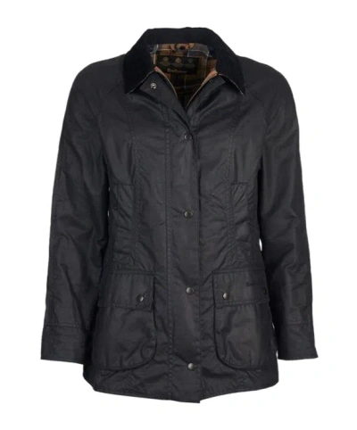 Barbour Beadnell Wax Jacket In Navy