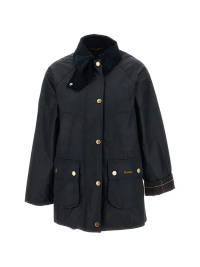 Barbour Beadnell Waxed Corduroy-collar Coat In Pink