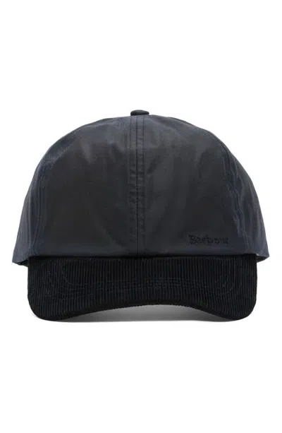 Barbour Beadnell Waxed Cotton Baseball Cap In Navy