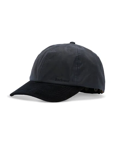 Barbour Beadnell Waxed Cotton Embroidered Cap In Blue