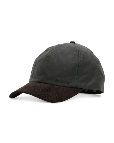 Barbour Beadnell Waxed Cotton Embroidered Cap In Gray