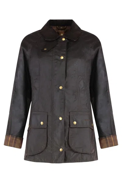 Barbour Beadnell Waxed Cotton Jacket In Black