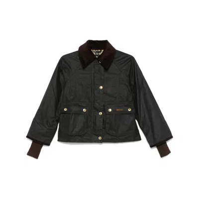 Barbour Beadnell Waxed Cropped Jacket In Green