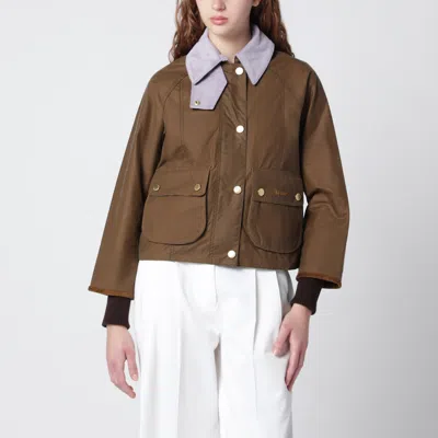 Barbour Beadnell Waxed Cropped Jacket In Sand In Brown