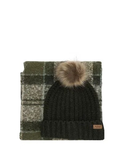 Barbour Saltburn Hat And Scarf Set In Gray