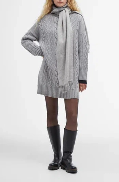 Barbour Beatrix Cable Stitch Long Sleeve Wool Blend Sweater Dress In Gray