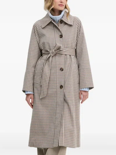 Barbour Beatrix Check Belted Trench Coat In Black