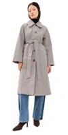 Barbour Beatrix Check Showerproof Trench Coat Sky Micro Check In Sky Micro Check