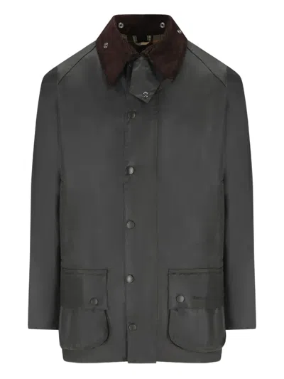 Barbour Beaufort Corduroy-collar Waxed-cotton Jacket In Black