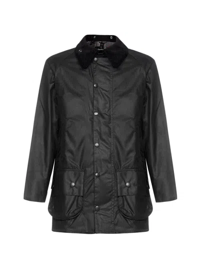 Barbour Beaufort Long Sleeved Wax Jacket In Black