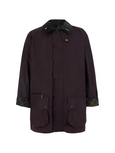Barbour Beaufort Corduroy-trimmed Waxed-cotton Jacket In Brown