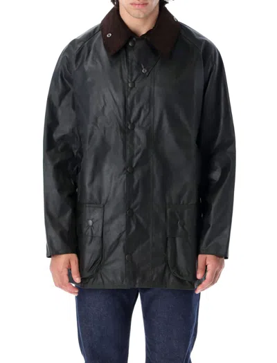 Barbour Beaufort Waxed Cotton Jacket Tartan Lined In Black
